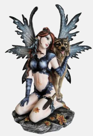 Figura de hada de la suerte "Bryder con lobo" 36cm.